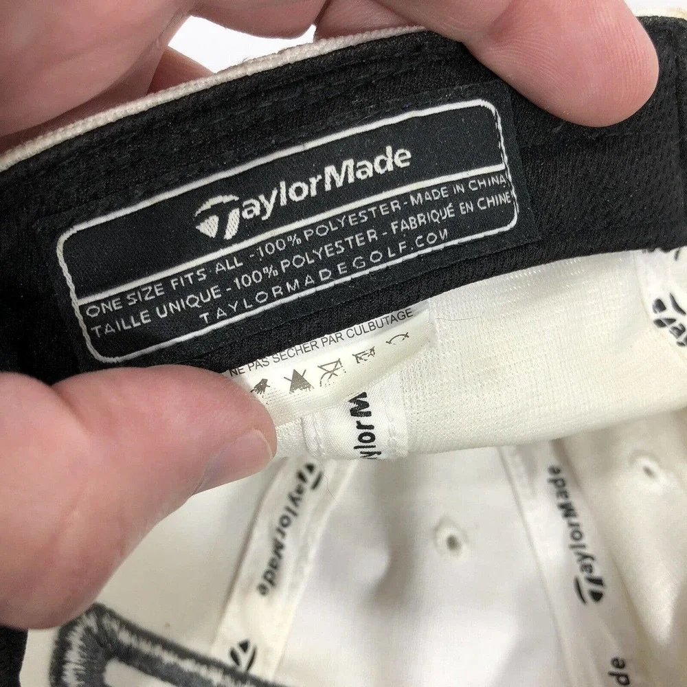 TaylorMade 1R Golf Hat White Embordered Baseball Cap Adjustable Polyester OSFM